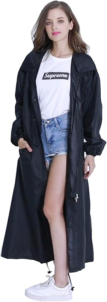 Freesmily Women's Stylish Long Raincoat with Hood and Multi Color Pattern | Amazon (US)