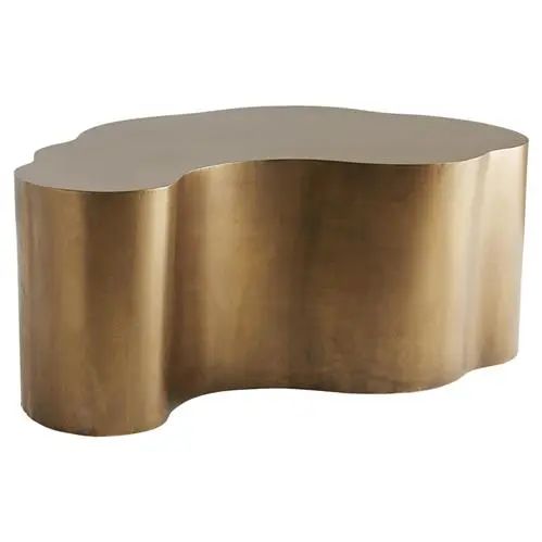 Arteriors Meadow Modern Classic Gold Antique Iron Abstract Brass Curved Coffee Table | Kathy Kuo Home