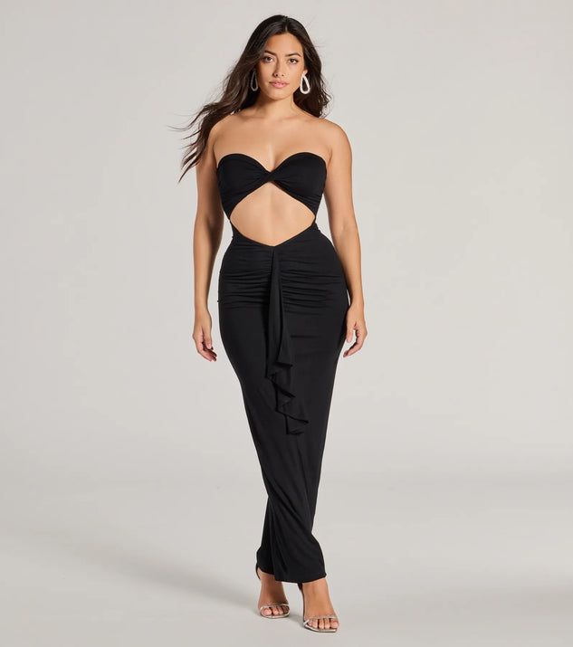 Perfect Always Strapless Cutout Ruffle Maxi Dress | Windsor Stores