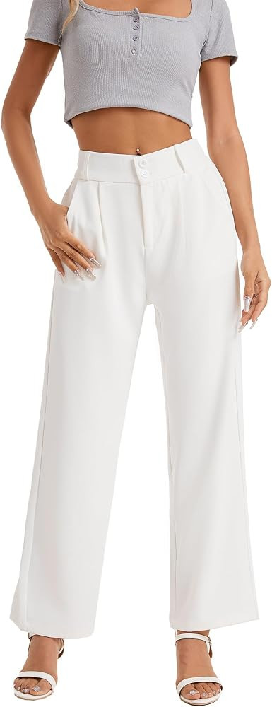 neezeelee Women's Wide Leg Dress Pants High Waisted Flowy Business Casual Trendy Work Pants Dress... | Amazon (US)