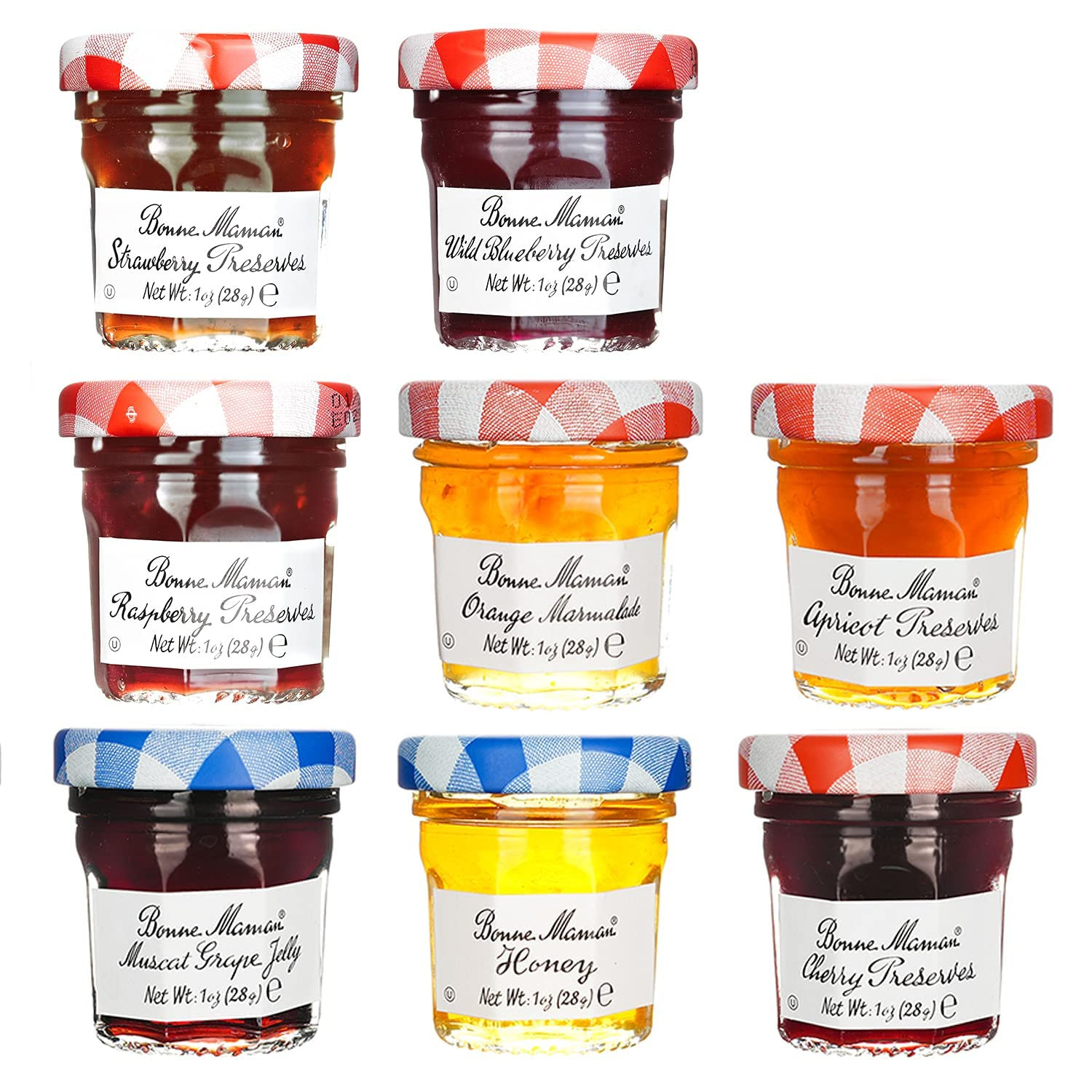Bonne Maman Assorted Preserves - Strawberry, Apricot, Raspberry, Orange, Cherry, Honey, Grape, Bl... | Amazon (US)