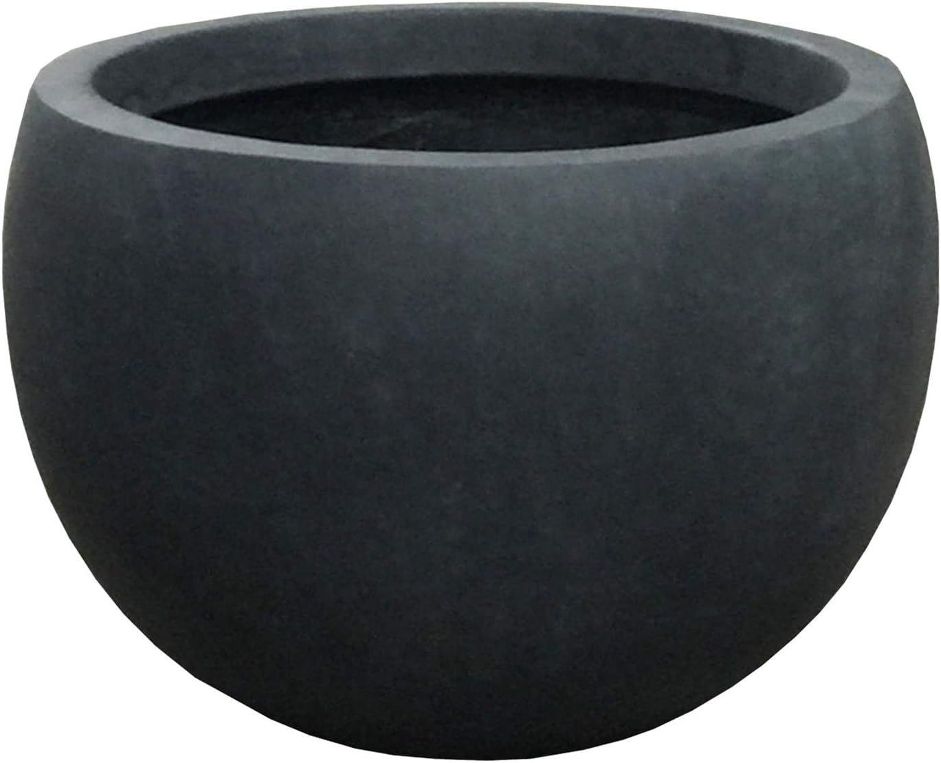 20" W Round Charcoal Concrete/Fiberglass Indoor Outdoor Elegant Bowl Planter | Amazon (US)