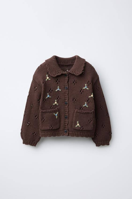 EMBROIDERED KNIT CARDIGAN | Zara UK