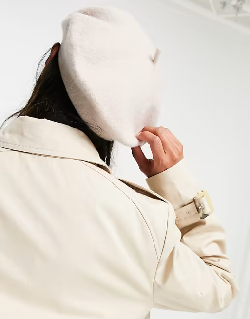 ASOS DESIGN wool beret in stone | ASOS (Global)