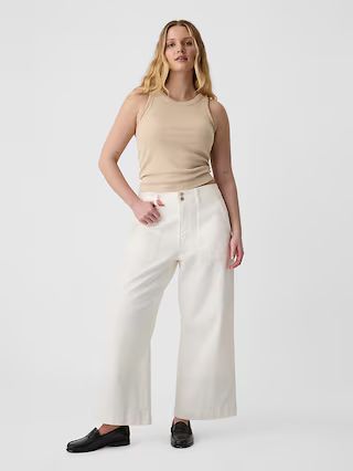 High Rise Wide-Leg Utility Crop Jeans | Gap Factory