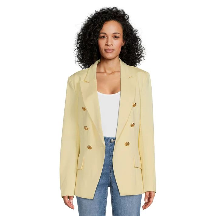 Attitude Unknown Women's Metallic Button Blazer - Walmart.com | Walmart (US)