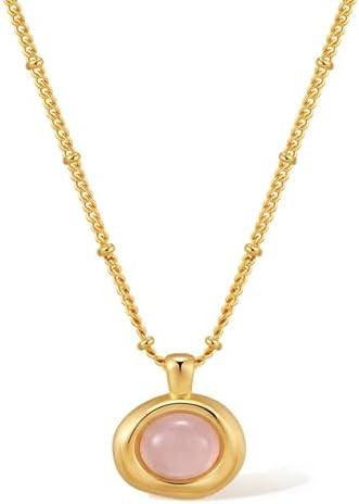 Jean Beau Gold Stone Pendant Necklaces for Women, Chunky Gemstone Dangle Necklace Wedding Prom Fa... | Amazon (US)