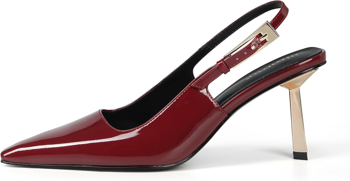iiimmu Slingback Heels for Women Closed Toe 3.5IN / 4IN Kitten Heels Women Pumps Square Toe Heele... | Amazon (US)