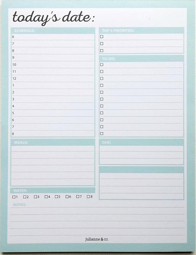 Daily To-Do Planner Notepad By Julianne & Co. - Premium Personal Planner Organizer, Home and Offi... | Amazon (US)