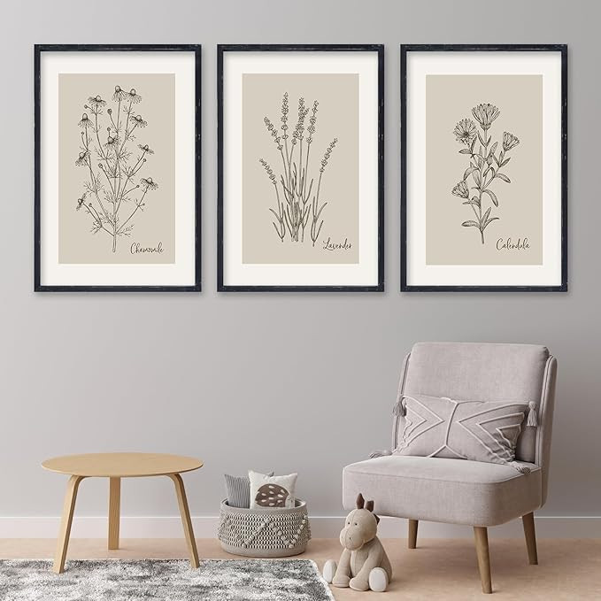 Set Of 3 Vintage Antique Garden Wildflowers Wall Art Decor 16x11 Inch Rustic Wood Framed Family L... | Amazon (US)