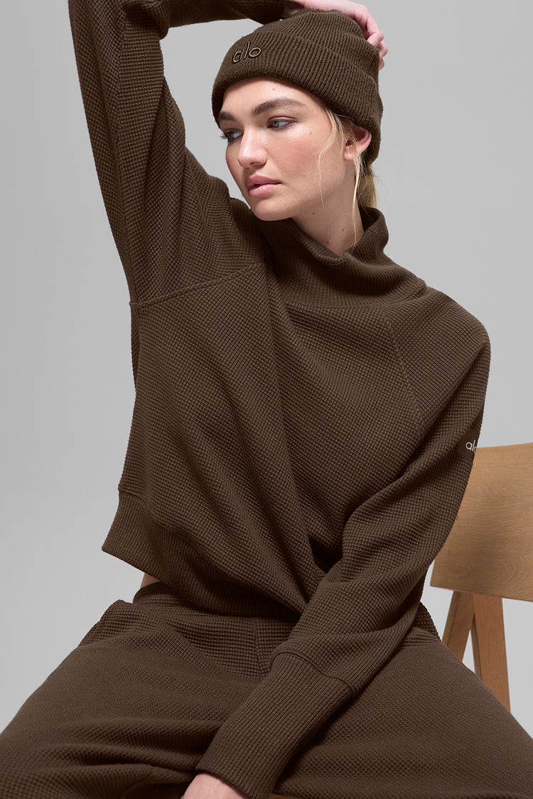 Waffle Weekend Escape Mock Neck Long Sleeve - Espresso | Alo Yoga (US)