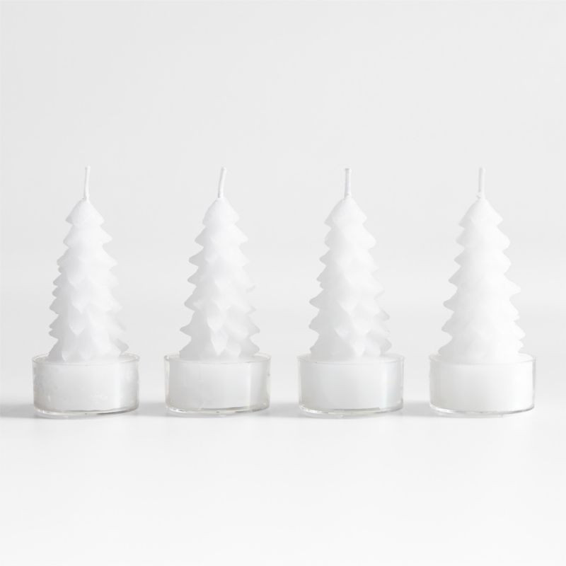 White Christmas Tree Tealight Candles, Set of 4 + Reviews | Crate & Barrel | Crate & Barrel