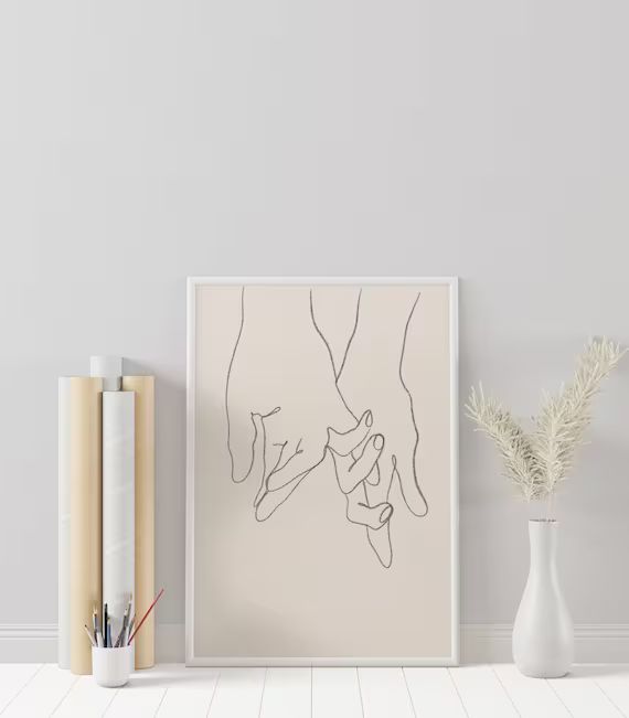 Lovers Holding Hands, Minimal Art Print, Minimalist Art Print,  Minimal Home Decor, Line Art, Lin... | Etsy (US)