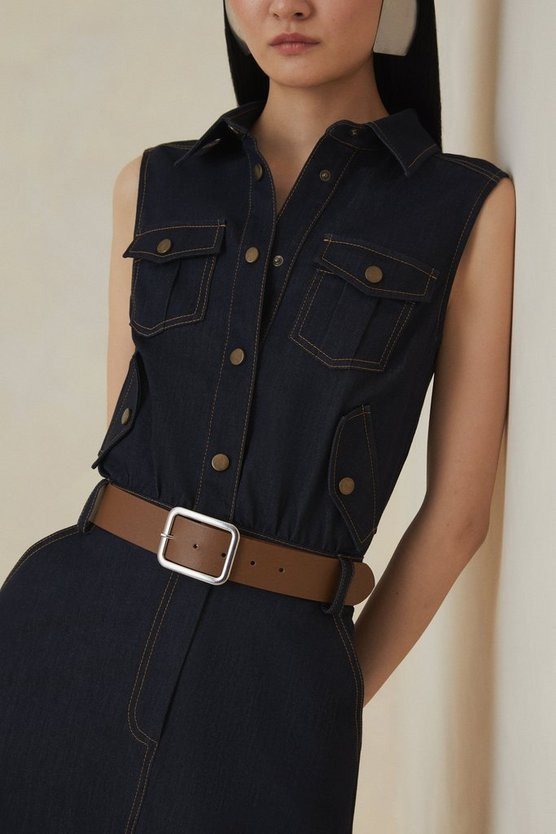 The Founder Tailored Denim Dress | Karen Millen US