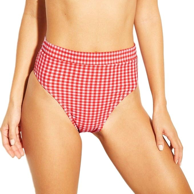Xhilaration Women's Gingham High Waist Bikini Bottom | Amazon (US)