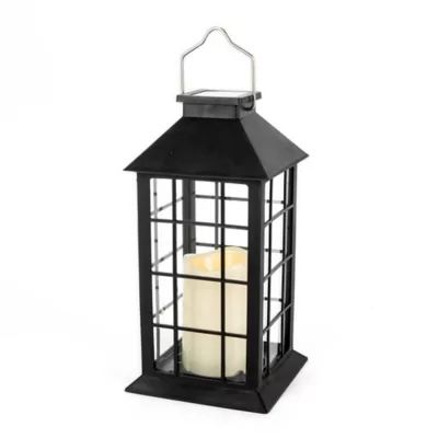 Outdoor 11-Inch Solar LED Lantern in Black | Bed Bath & Beyond