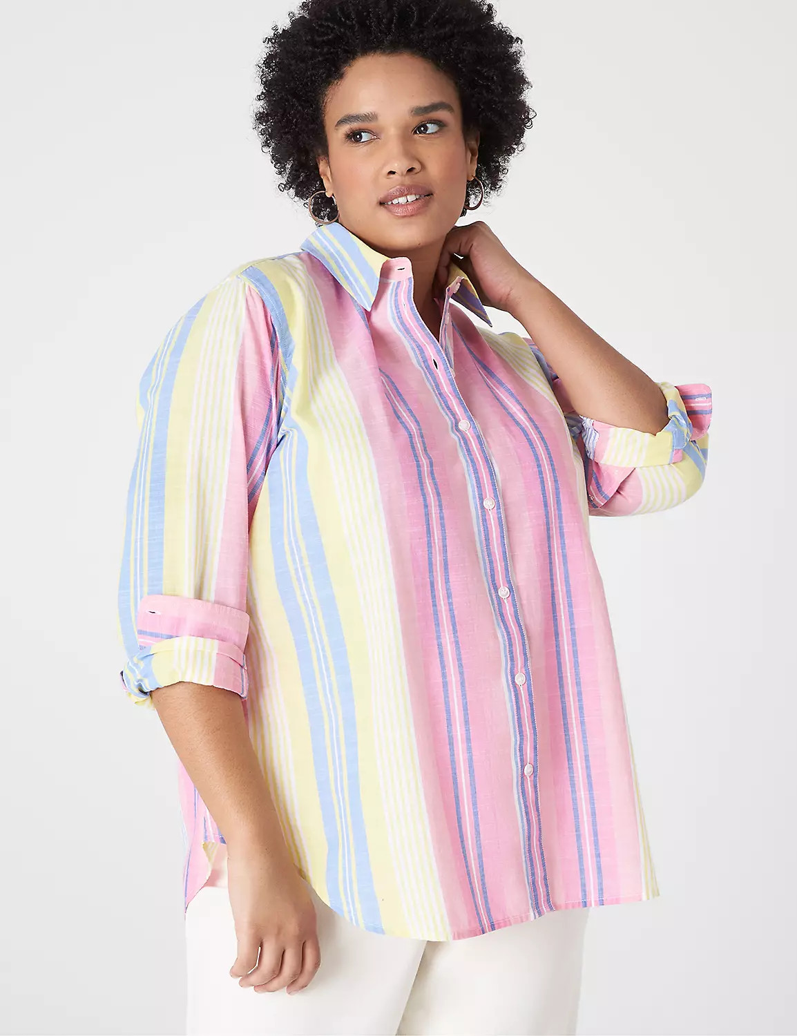 Long-Sleeve Button-Down Soft Shirt | LaneBryant | Lane Bryant (US)