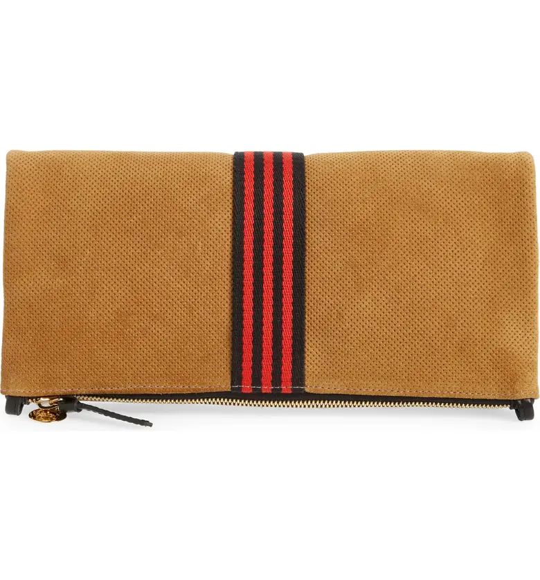 Perforated Suede Foldover Clutch | Nordstrom