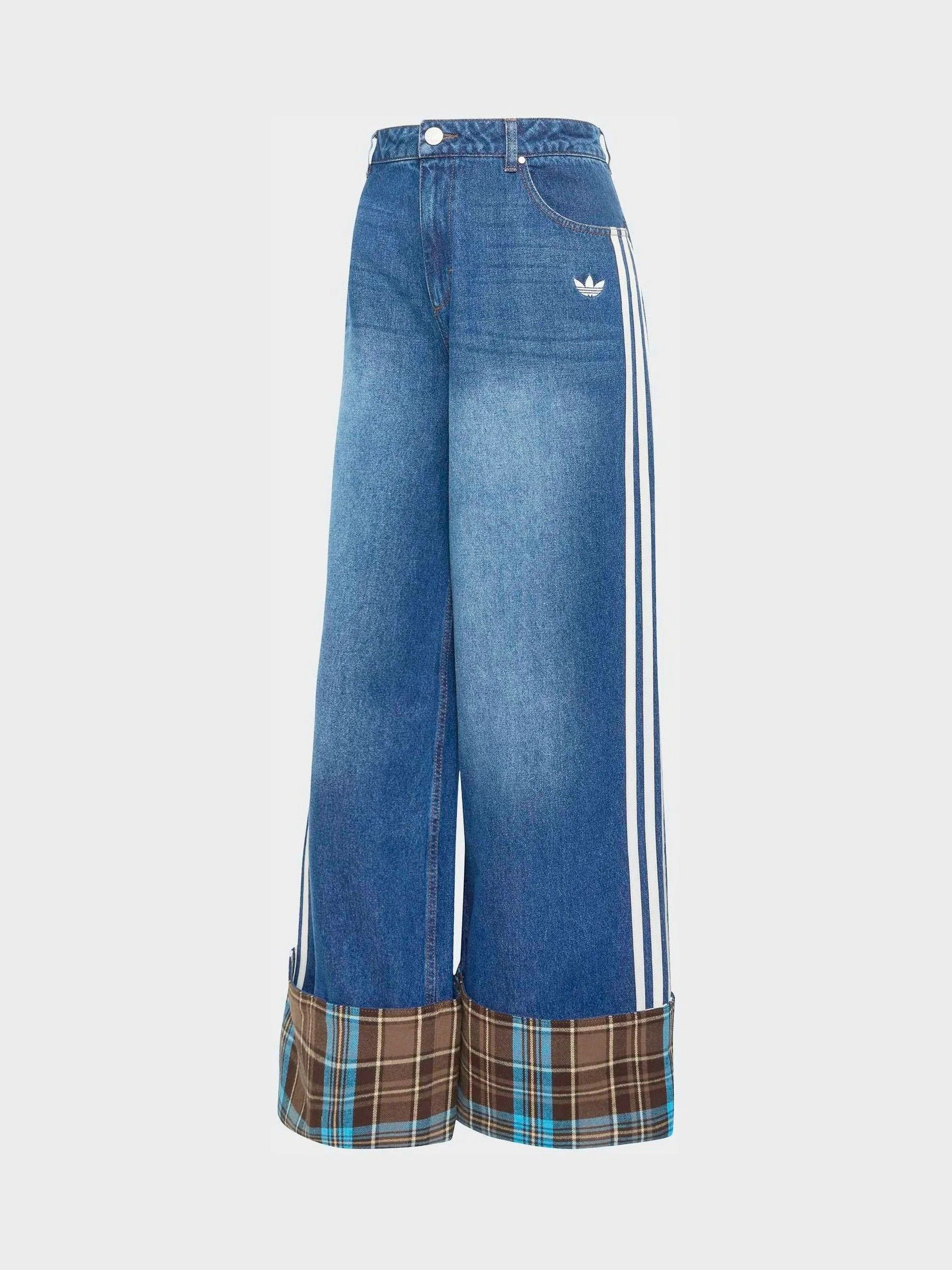 adidas originals adidas Originals Blue Denim Wide Leg Jeans | Next AU