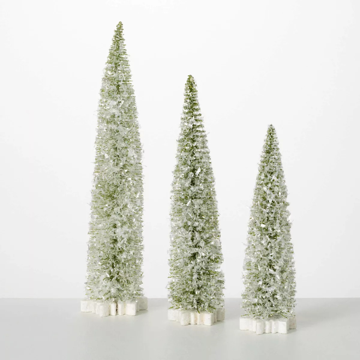 13"H, 16"H & 19"H Sullivans Christmas Frosted Bottlebrush Trees Set of 3, Green-White, Indoor Chr... | Target