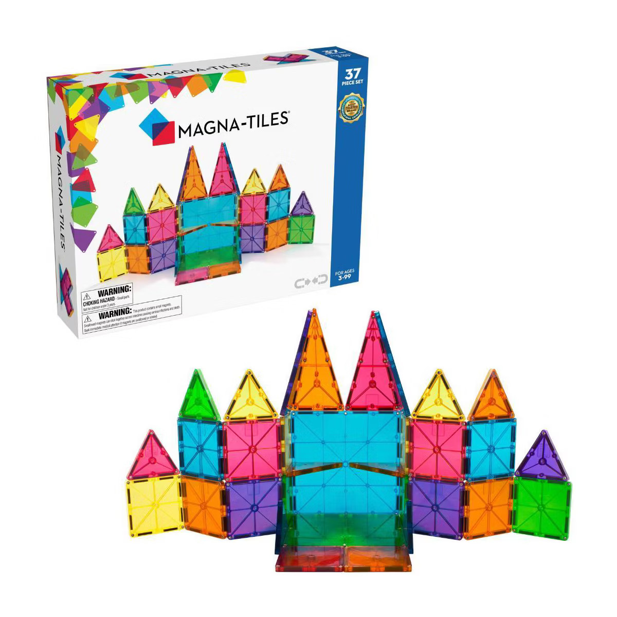 MAGNA-TILES Clear Colors 37pc Set: Magnetic Building Toys for Math, Shapes, Creative Thinking & E... | Target