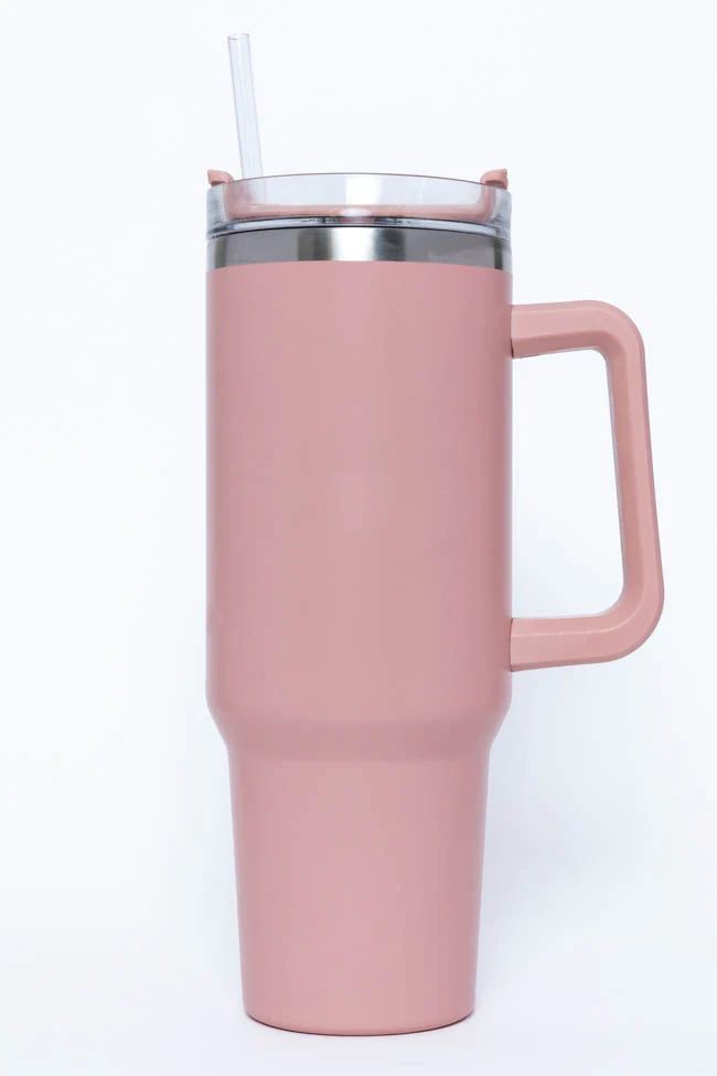 Sippin' Pretty Blush Pink 40 oz Drink Tumbler With Lid And Straw | Pink Lily