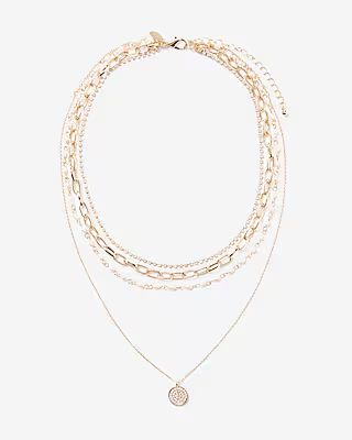 Layered Multi-Chain Charm Drop Necklace | Express