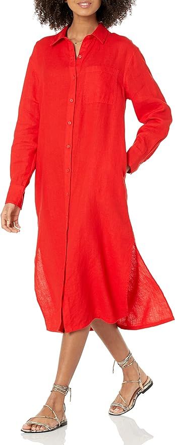 The Drop Women's Fiona Relaxed Linen Midi Shirt Dress | Amazon (US)