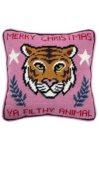 Furbish Studio Filthy Animal Needlepoint Pillow in Pink,Orange. | Revolve Clothing (Global)