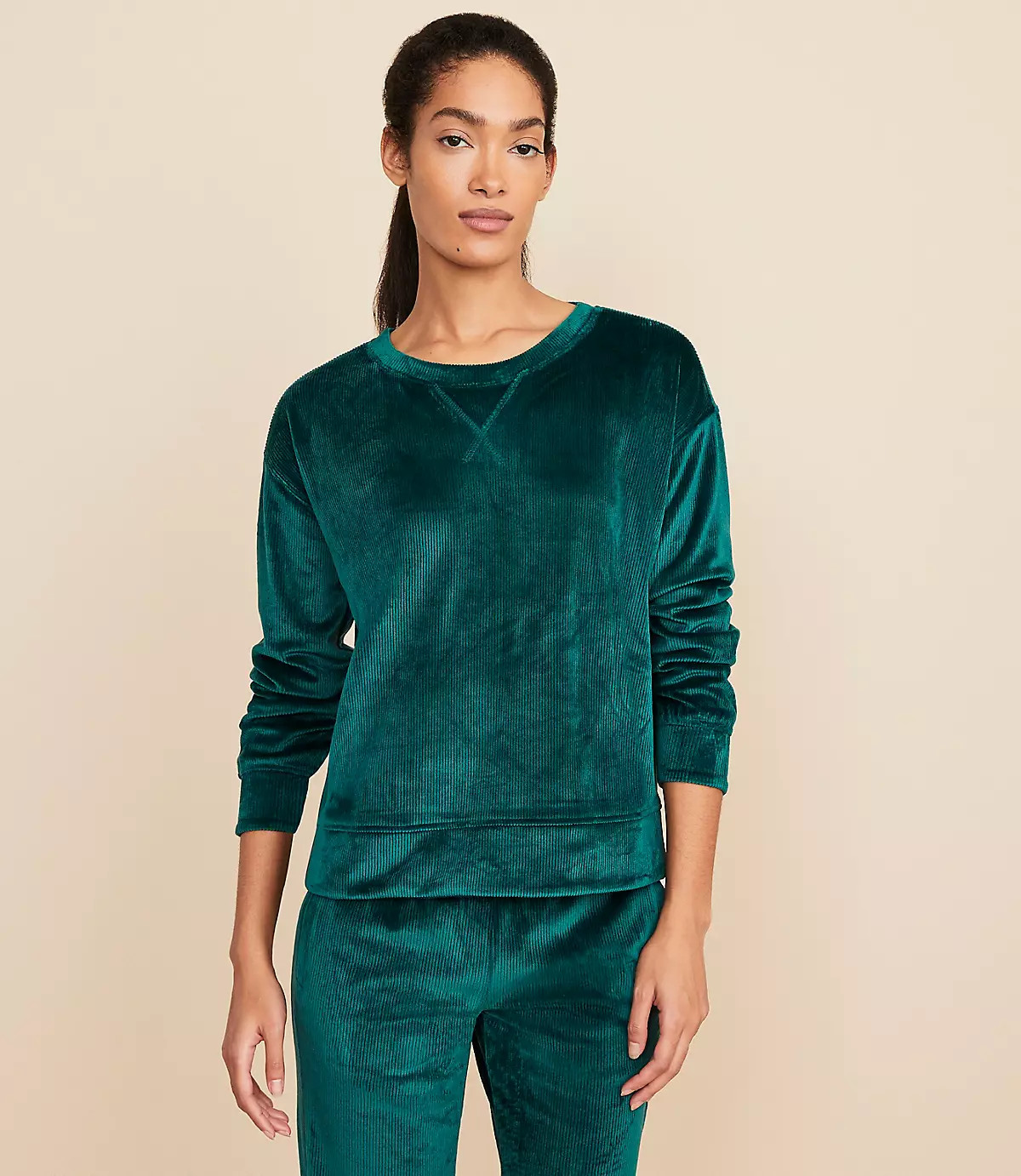Lou & Grey Ribbed Velour Sweatshirt | LOFT