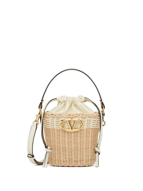 Valentino Garavani VLogo Signature Wicker Bucket Bag - Farfetch | Farfetch Global