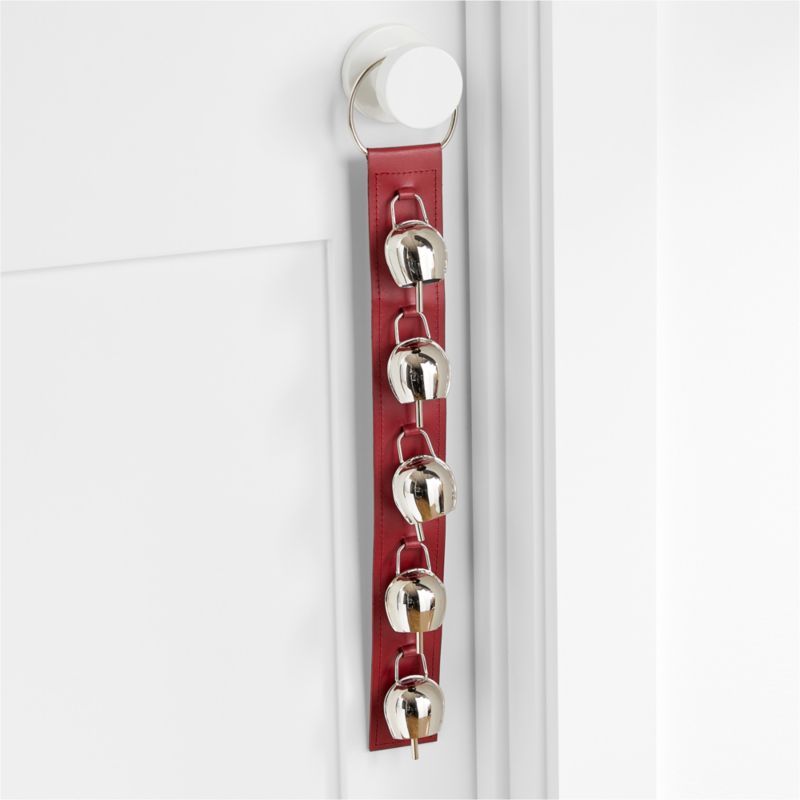 Red Leather Door Swag with Silver Bells + Reviews | Crate & Barrel | Crate & Barrel