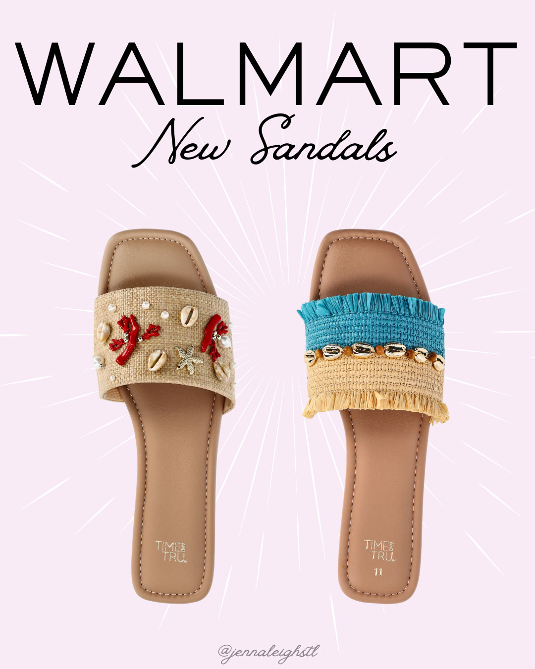 I love these new Time and Tru raffia shell slide sandals. Such a cute coastal vibe and perfect for summer outfits, beach days, or vacation looks. 

 #LTKSeasonal #LTKMidsize #LTKTravel