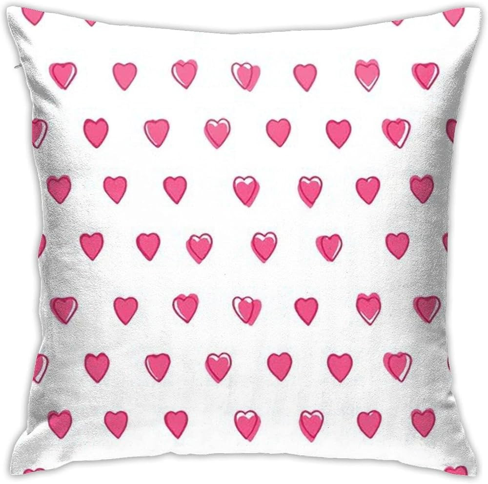 Pink Hearts Pillow Case Square Pillowcase Soft Throw Pillow Cover Home Decor for Living Room Couc... | Amazon (US)