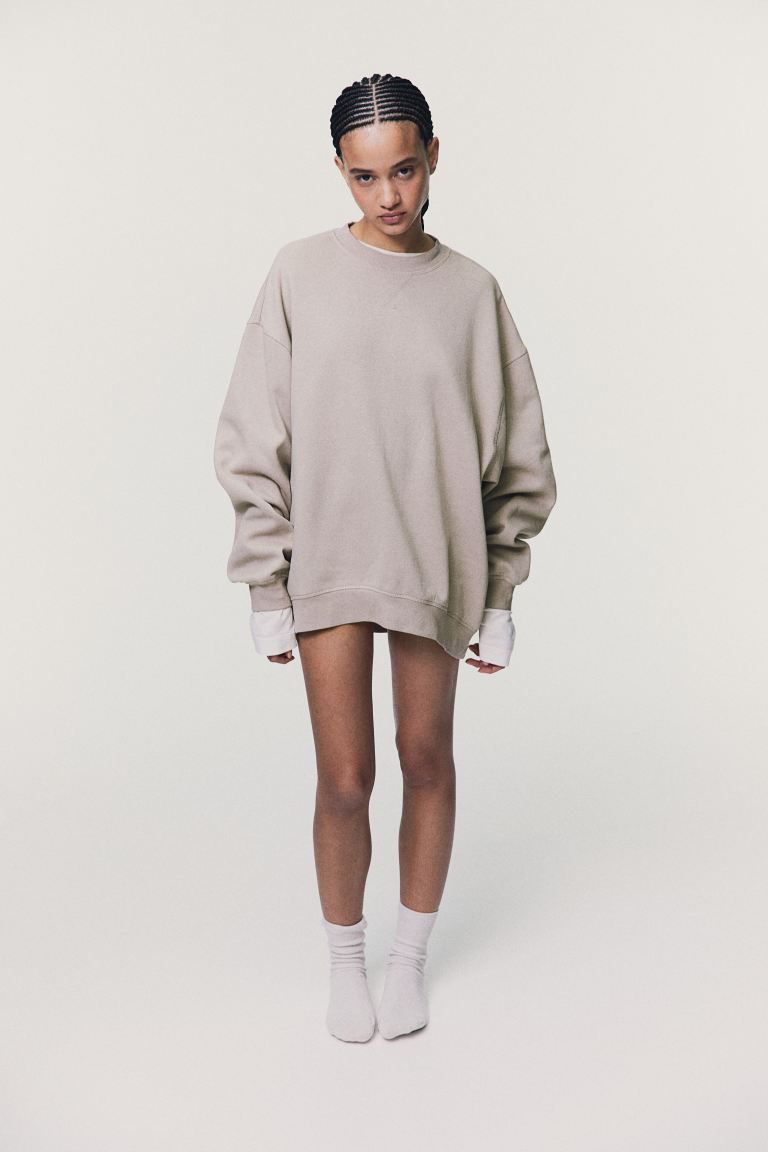 Oversized Sweatshirt - Light taupe - Ladies | H&M US | H&M (US + CA)