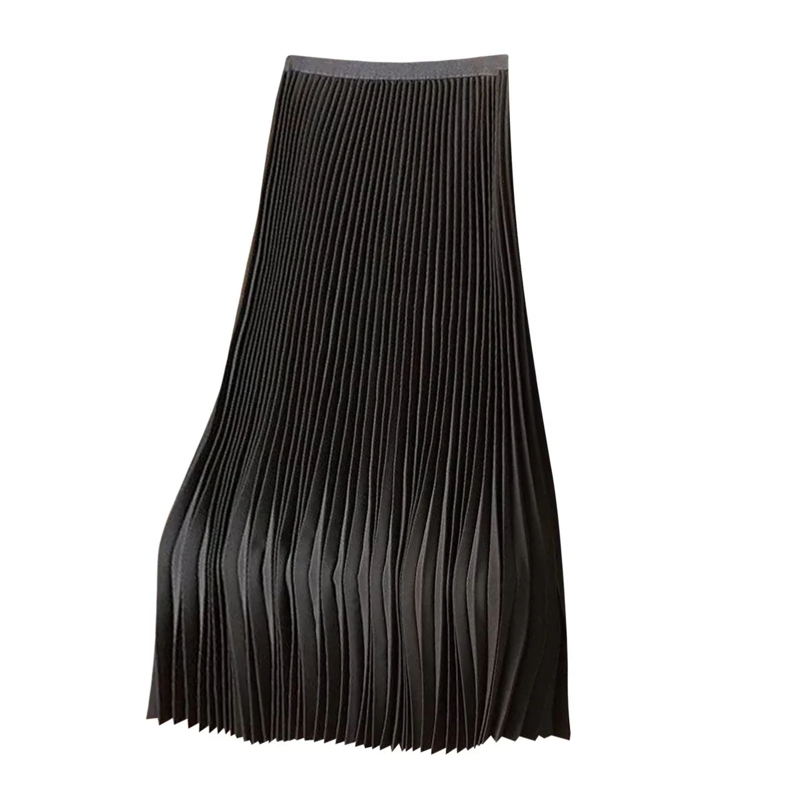 OVBMPZD Women's Solid Satin Pleated Skirt Elastic Waist Maxi Dress Elegant Party Swing Long Skirt... | Walmart (US)