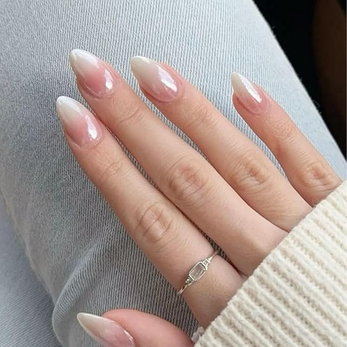 Modelones Pink Ombre Press on Nails Almond, Spring Chrome Short Fake Nails, Nail Kit with Nail Gl... | Amazon (US)