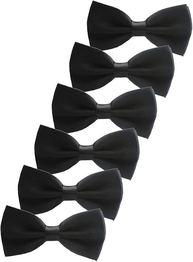 UDRES 6 Pack Solid Satin Pre-tied Tuxedo Adjustable Neck Bowtie for Wedding Party | Amazon (US)