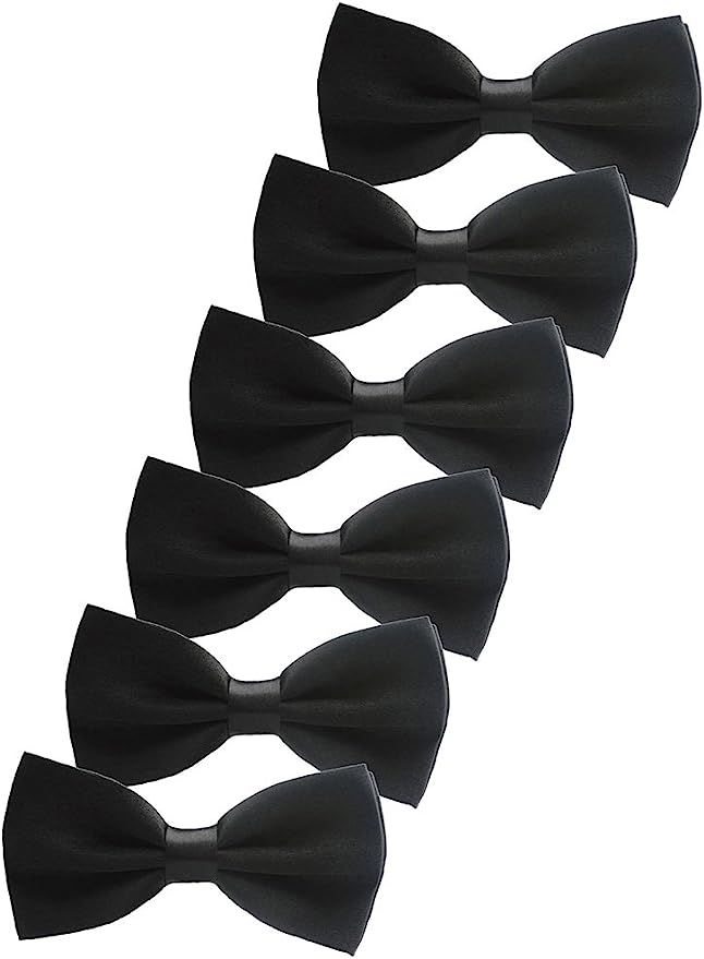 UDRES 6 Pack Solid Satin Pre-tied Tuxedo Adjustable Neck Bowtie for Wedding Party | Amazon (US)