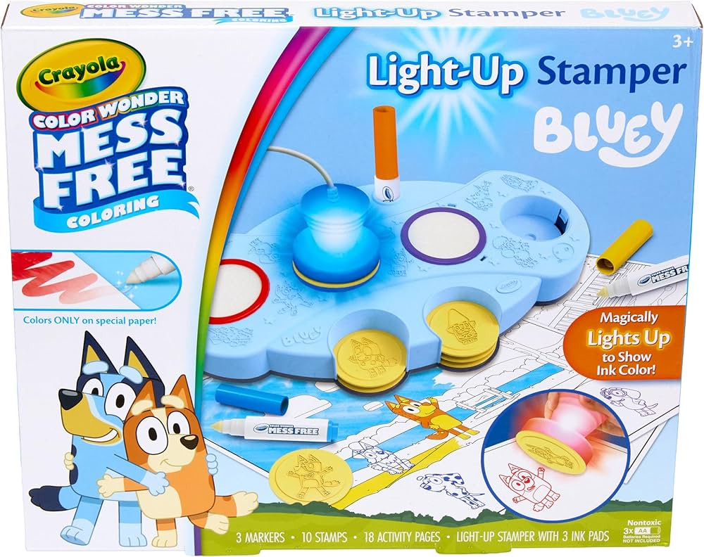 Crayola Magic Light Up Bluey Stamper Art Set, Toddler Mess Free Coloring & Stamping Kit, Holiday ... | Amazon (US)