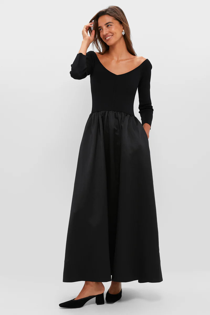 Black Dupioni Clea Dress | Tuckernuck (US)