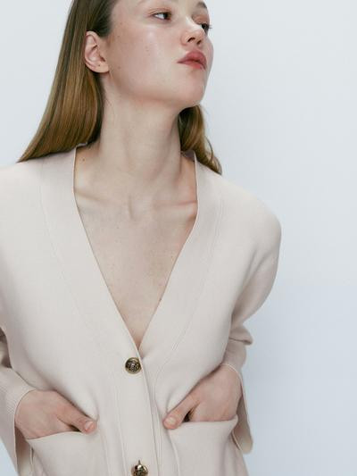 Fitted knit cardigan | Massimo Dutti US