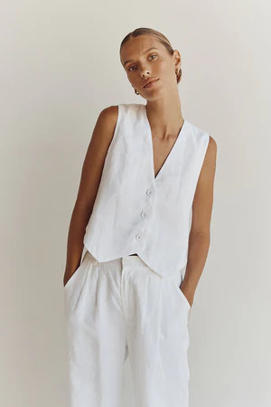 BANKS WHITE LINEN VEST | DISSH