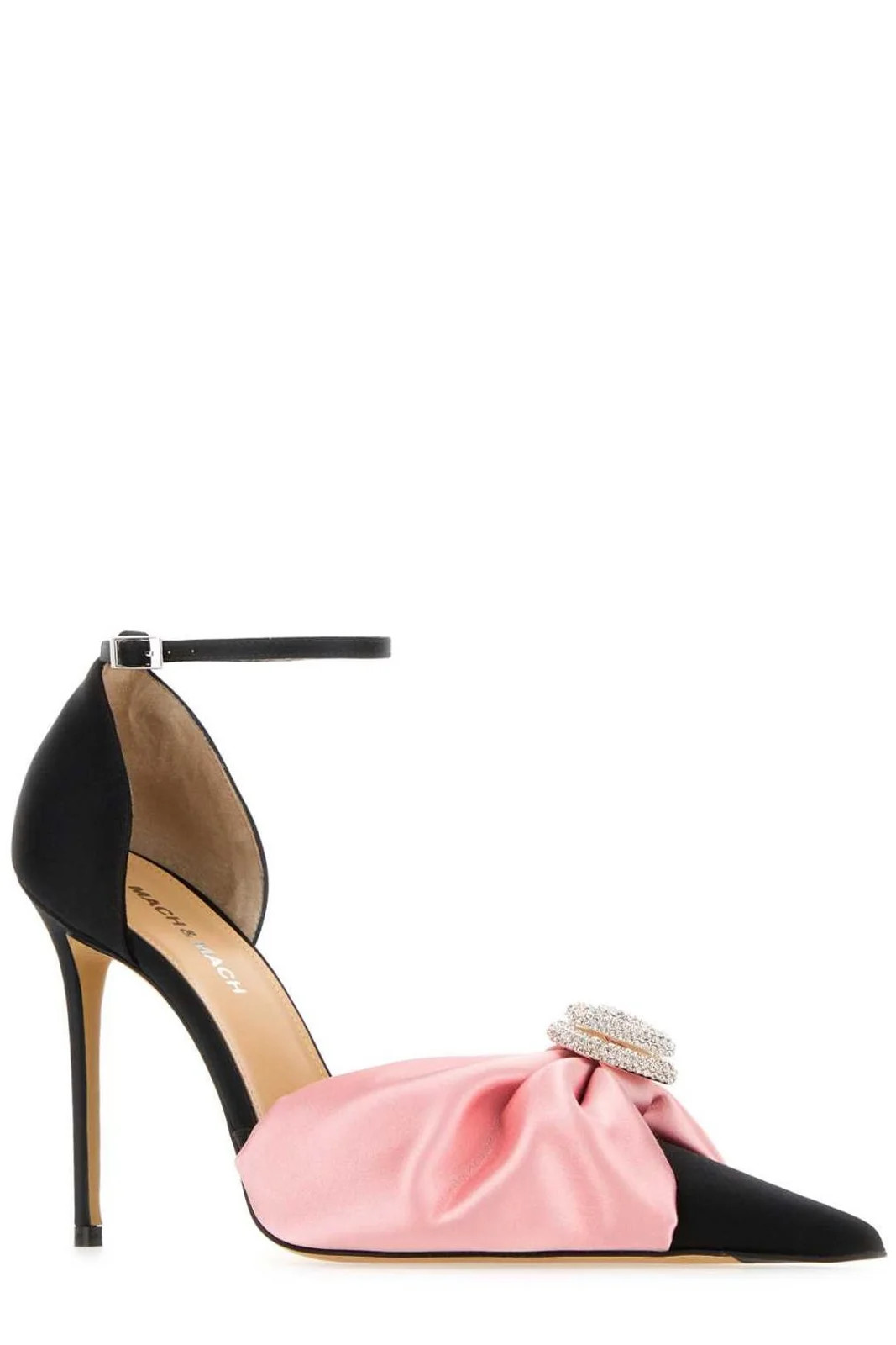 Mach & Mach Double Heart Pointed Toe Satin Pumps | Cettire Global