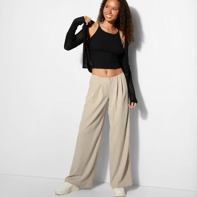 Women's Linen Trousers - Wild Fable™ Beige 14 | Target