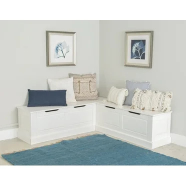 Linon Tobin Wood Corner Dining Breakfast Nook Bench with Storage, Seats 4, White Finish (Table so... | Walmart (US)