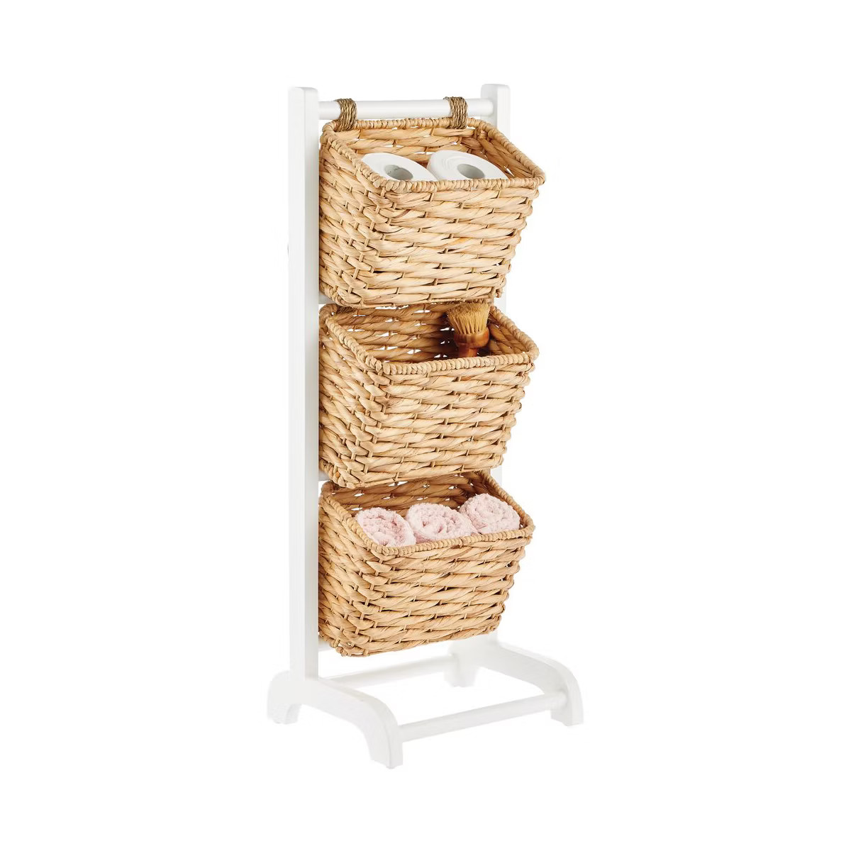 mDesign Vertical Standing Storage Basket Stand with 3 Baskets | Target