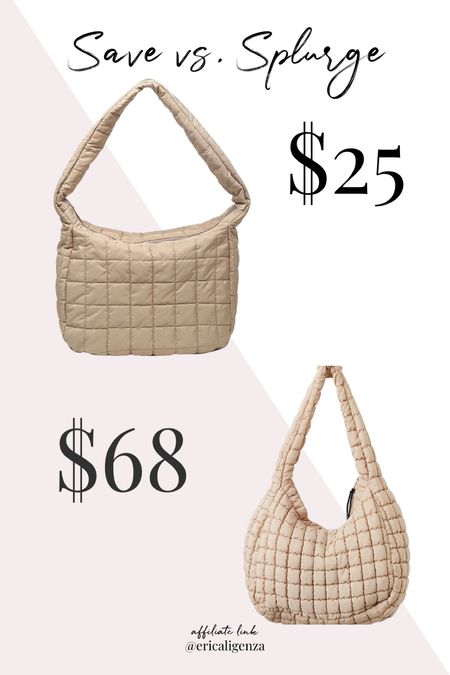 Save vs splurge! Free people quilted bag for $68 vs Amazon quilted tote for less than half the price! 

Quilted purse // quilted tote // free people inspired // Amazon fashion 

#LTKunder50 #LTKitbag #LTKFind