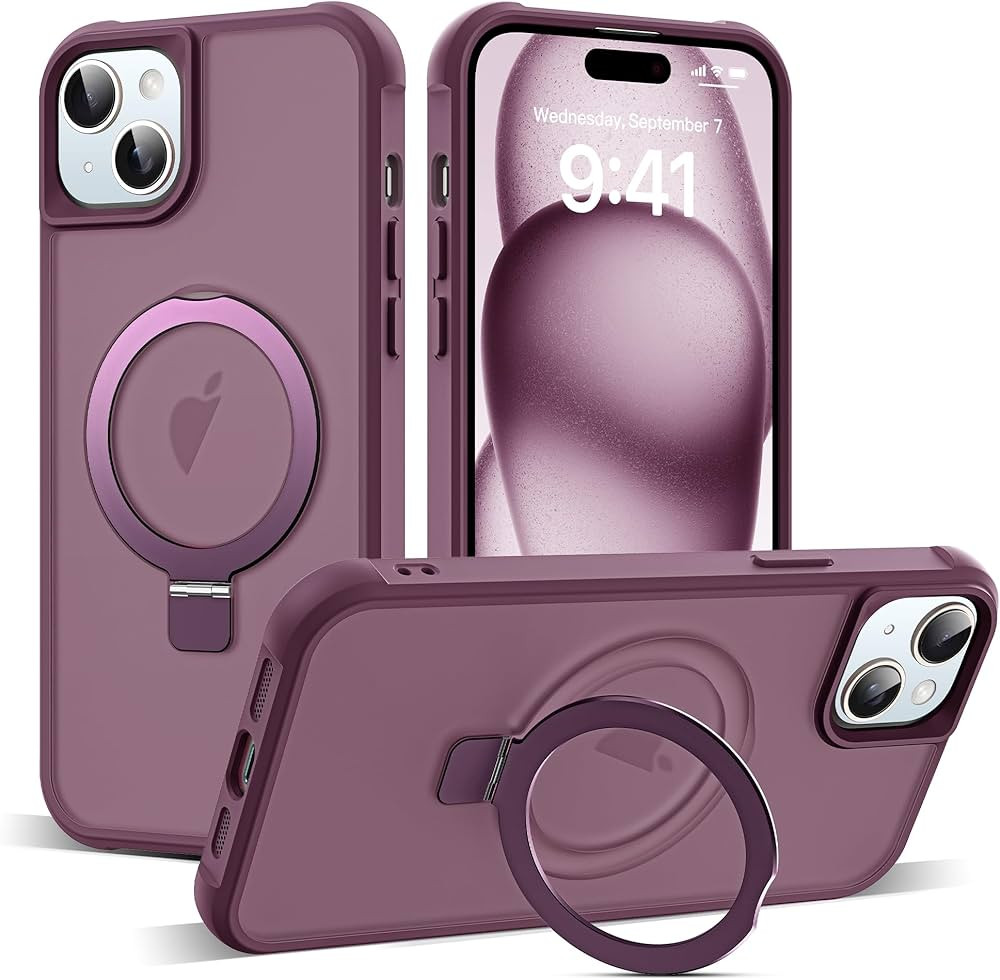 Compatible with iPhone 15 Case with Invisible Magnetic O-Ring Stand Military-Grade Translucent Ca... | Amazon (US)