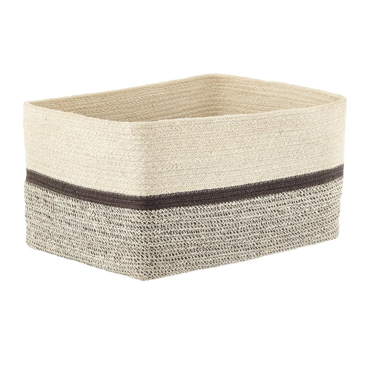 Seine Woven Jute Storage Bin Grey/Natural Stripe | The Container Store